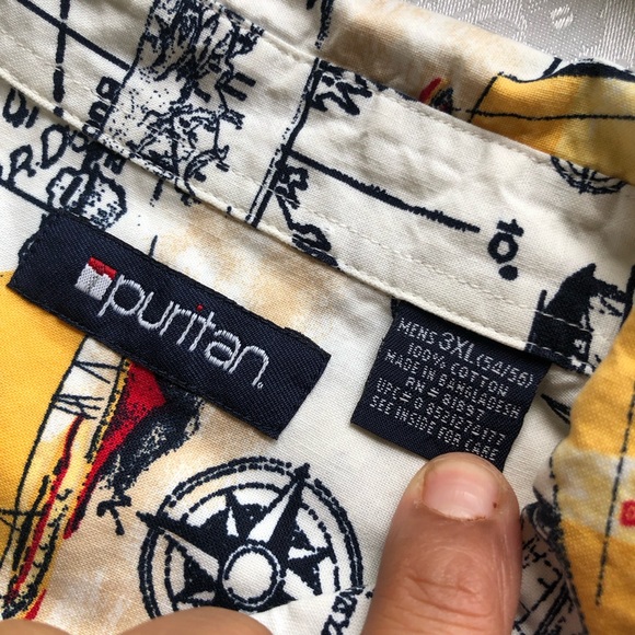 Puritan Casual Button-Down Shirt Men’s Size 3XL Short Sleeves Sailing Boats - Picture 4 of 13